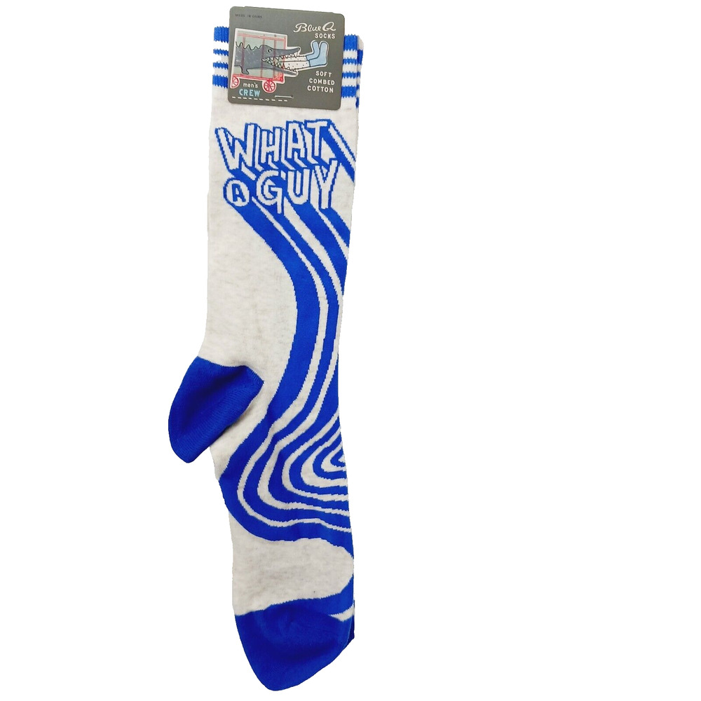 Sock Blue Q Crew Men Women What A Guy Great Bad Blue Super Wonderful NWT NEW